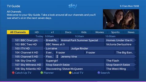 sky channel schedule.
